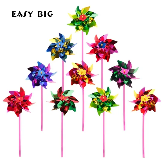 EASY BIG 100Pcs/Lot Plastic Windmill Pinwheel Wind Spinner Kids Toy Garden Lawn Party Decor Toy Gift For Boys Girls Baby TH0027