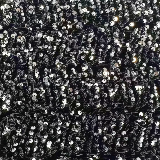 Shine Textiles Black Silver Elastic Sequin Fabrics