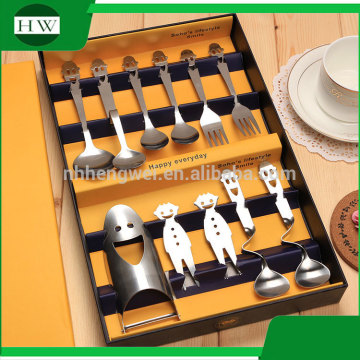 custom printed wholesale 11 pcs smile stainless steel fork spoon dishware dinnerware tableware set