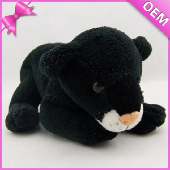 25cm Plastic Eyes and Nose All Black Plush Tiger Toy, Tiger Soft Toy, Plush Black Tiger