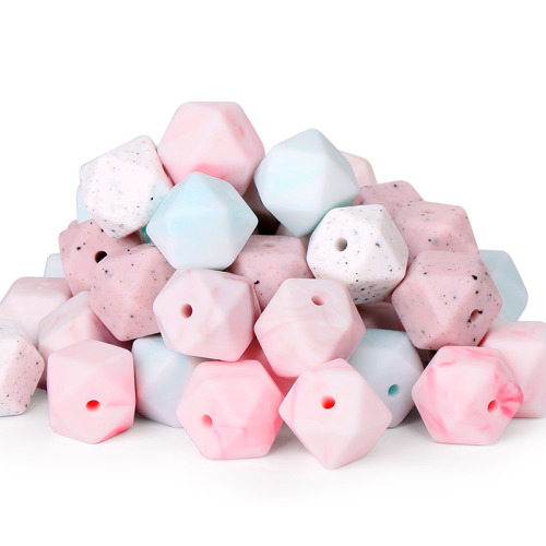 Mini 14mm Bulk Hexagon Silicone Teething Beads