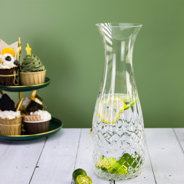 Wholesale 1250ml Glass Pitcher with Embossed Pattern - Crystal Clear Drink Jug