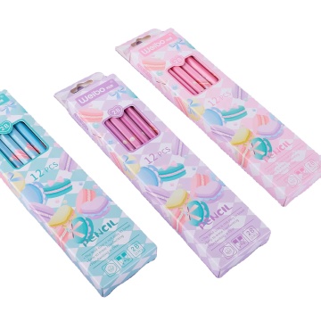 WEIBO Wholesale 2B Hexagon Cartoon Macarons Wooden Pencils with Eraser for Kids