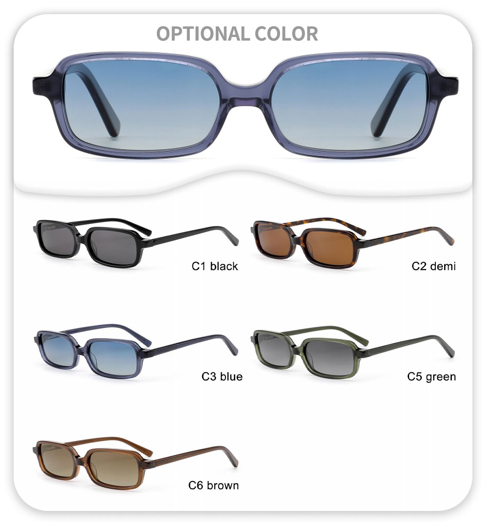 Retro Rectangle Acetate Sun Glasses