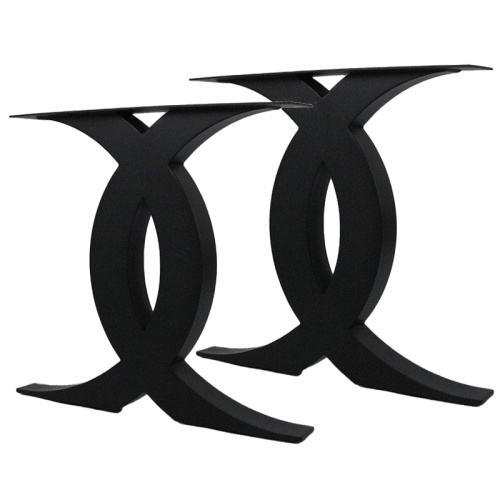 Pernas de mesa de metal preto feitas à mão Curva