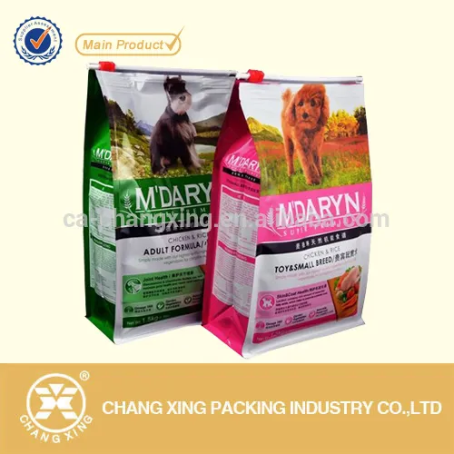 2016 Custom Printing Flat Bottom Pet Food packaging pouch Plastic Ziplock Bag