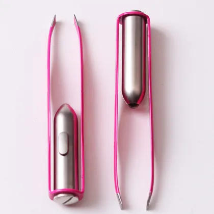 Stainless Steel LED Light Eyebrow Tweezers for Precision Trimming and Plucking