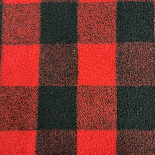 100%polyester sherpa fleece med checker jacquard tyg