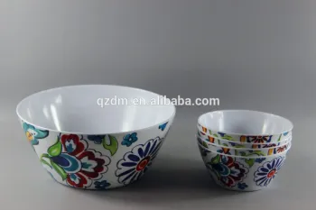 7 Piece Melamine Salad Bowl With Salad Spoon And Fork Whole Salad Set