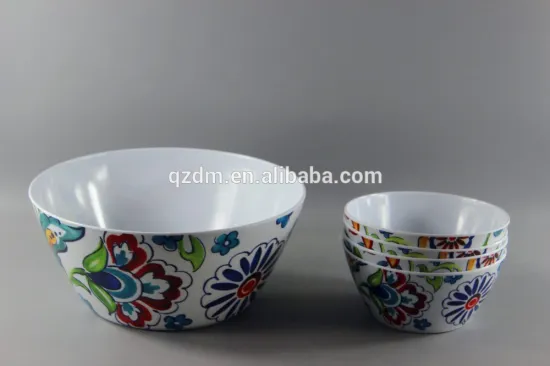 7 Piece Melamine Salad Bowl With Salad Spoon And Fork Whole Salad Set