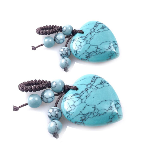 Natural Crystal Heart Love Stone Keychain 7 Chakra Reki Healing Crystal Gemstone Beads Tassel Keyring for Women