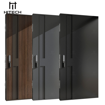 Modern Solid Wood Pivot Front Door with Stainless Steel Handle