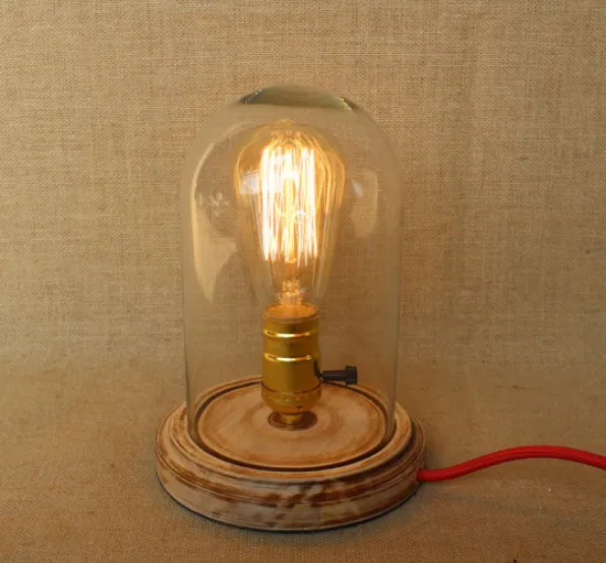 Chinese Manufacturer's Wooden Base Table Lamp with Clear Glass Shade: An Artistic Addition to Interior Decoration
