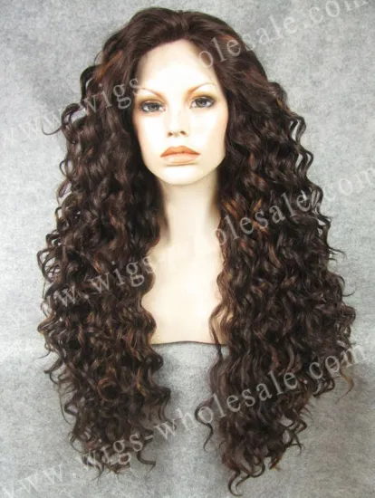 Brown curly hair lace front wigs synthetic N18-6/30 micro braided celebrity