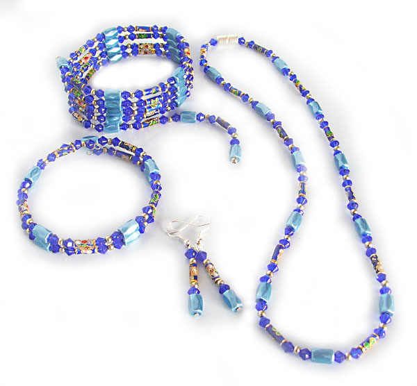 Hématite Set poudre bleu bijoux