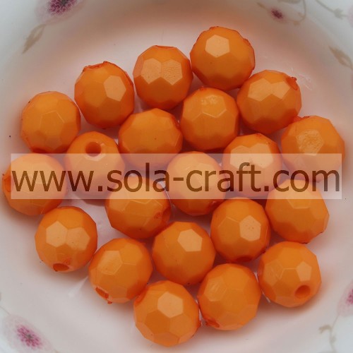 2014 Hot Sale Orange Farbe Facettierte undurchsichtige Acrylperlen 4mm perfekte runde Form Kinderperle