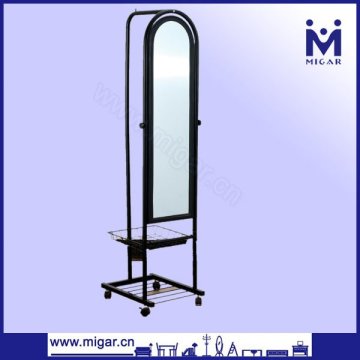 Black Color Steel castor Framed Mirror stand MGM-3042