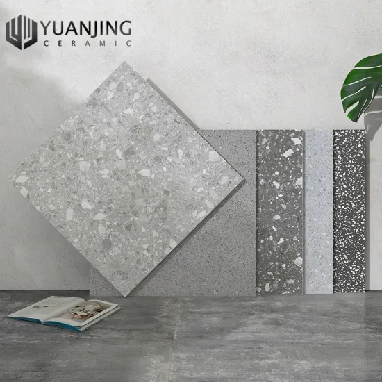 800x800mm Matte Grey Terrazzo Look Porcelain Bathroom Floor Tiles - Non-Slip Option