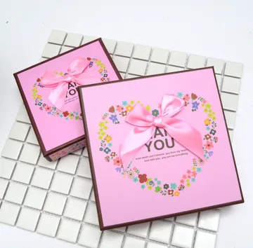 Pink chocolate box with paper divider