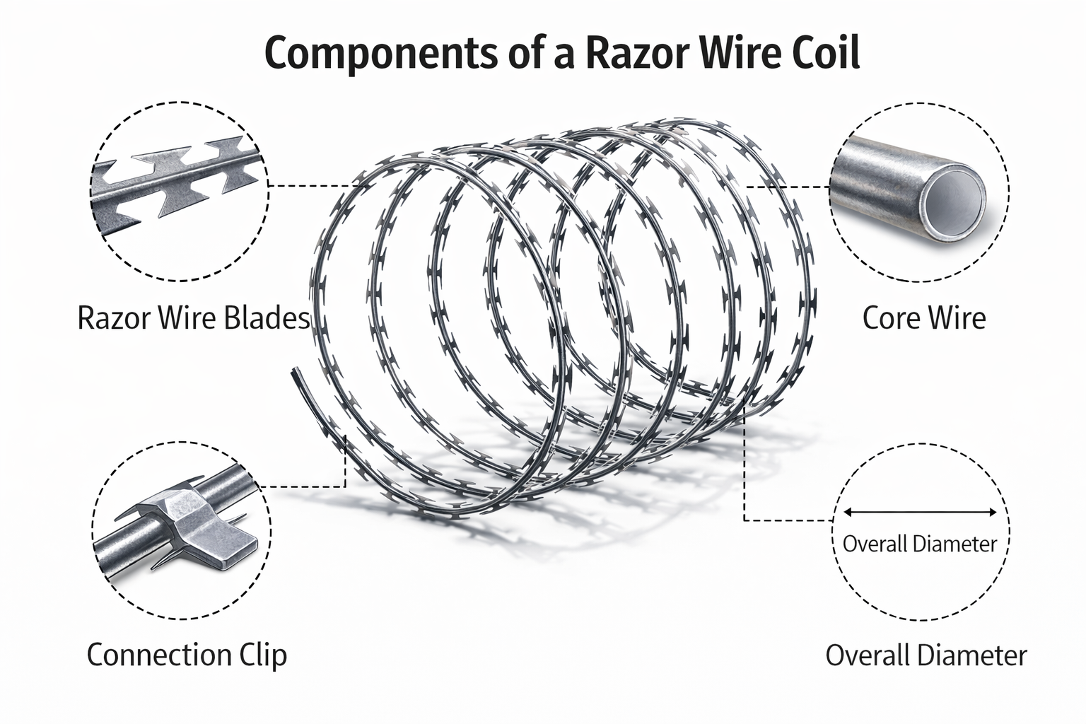 Razor wire coil components diagram