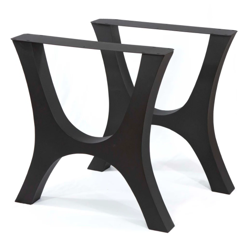 أرجل طاولة معدنية سوداء مصنوعة يدويًا على شكل حرف H