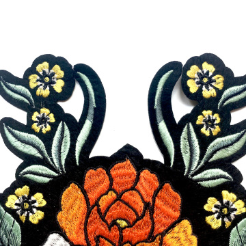 Patches de flores bordados em 3d de apliques laranja