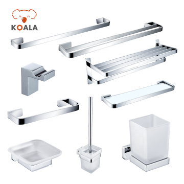 High Quality Glass SUS 304 Brass Hotel Bath Set - Direct Factory Bathroom Hardware Accessory
