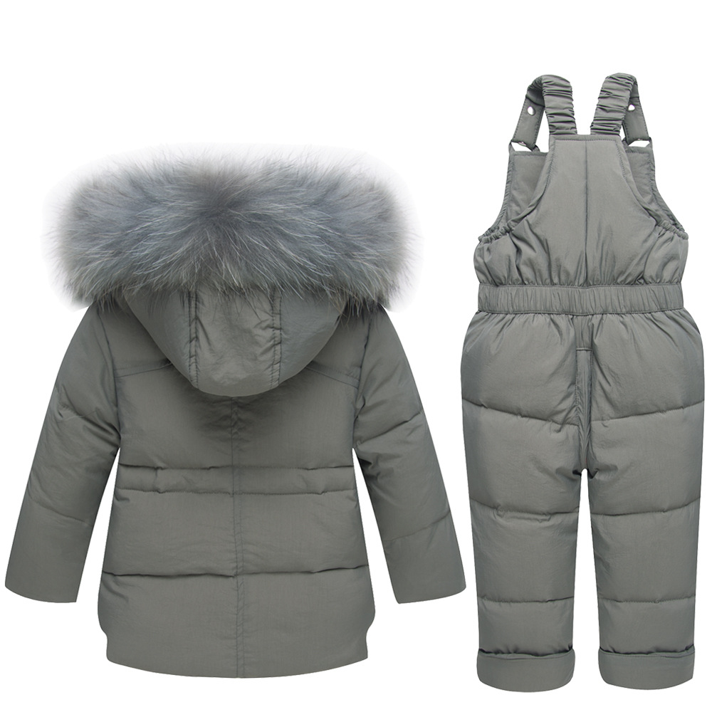 Infant Winter Clothing Baby Fur Snowsuit Hoodies Jacket Duck Down Toddler Girls Outfits Snow Wear Jumpsuit Snow Coats