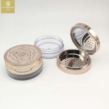 Empty rose Loose powder packing box with puff