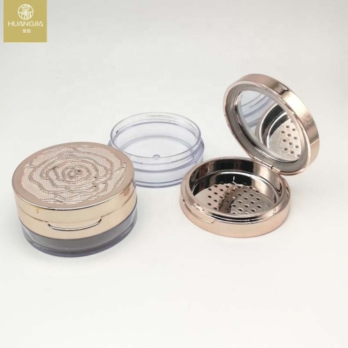 Empty rose Loose powder packing box with puff