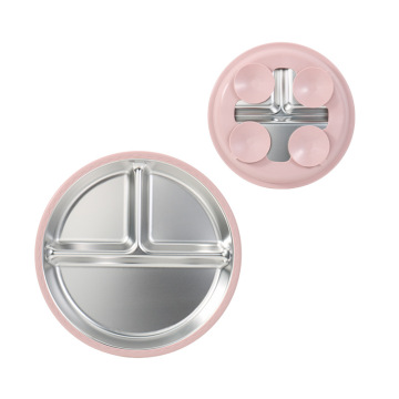 Piatto per bambini in acciaio inossidabile con base a ventosa in silicone