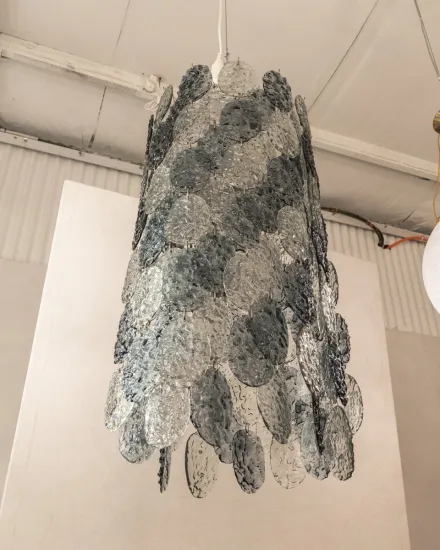 Stunning Large Mid-Century Murano Glass Chandelier - Post-Modern Nordic Glass Leaf Pendant Light