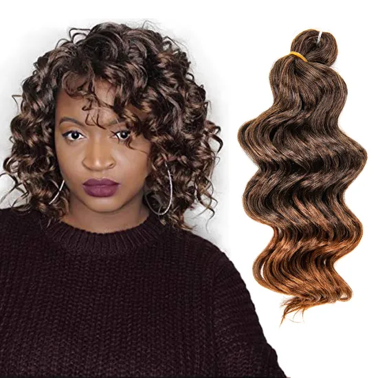 Amazon Hot Selling Ocean Wave Crochet Hair 9 Inch Deep Wave Braiding Hair Wavy Synthetic Deep Wave Crochet Braids Hair