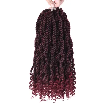 12 Inch Ombre Red Senegalese Twist Hair for Black Women Kinky Curly Twist Crochet Braiding Hair Synthetic Hair Extensions