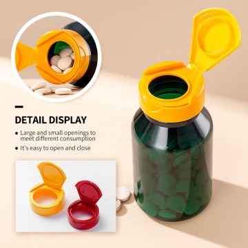 Sağlık Hizmetleri için PP Plastik Flip Üst Kavanozlar - Kırmızı, Sarı, Mavi, 4 cm Kapak
