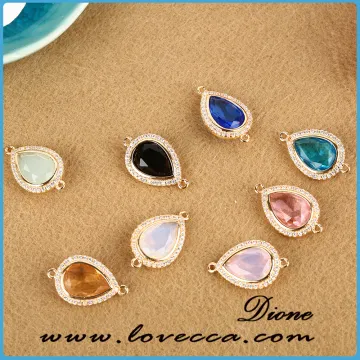 Colored clear gold plated glass stone jewelry , glass stone for earrings