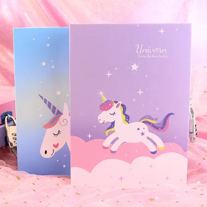 Unicorn Paper Notepad 32K Diary with Lock and Key Notebook
