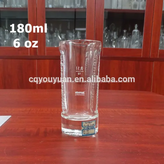 Special 180ml 6oz embossed custom soda lime glass pressed tumbler