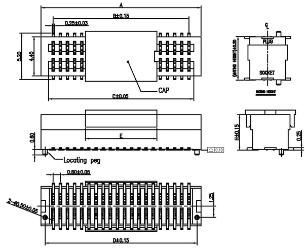 Dual Slot Female End Board-to-Board Connectors