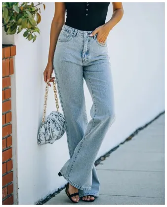 women's casual trousers slit jeans