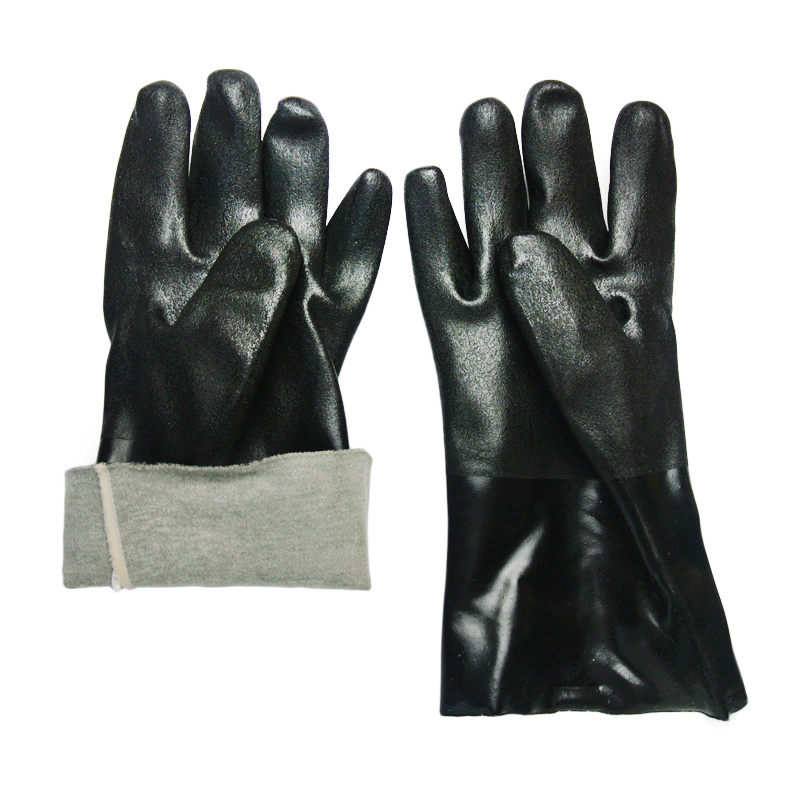 Guantes de trabajo de acabado arenoso de PVC negro