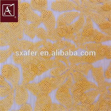 Yellow Sequin Embroidery Mesh Fabric For Garment