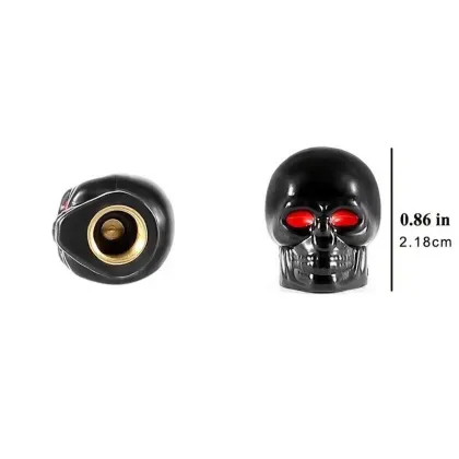 JDMotorsport88 Black Racing Skull Wheel Valve Cap Dust Cover