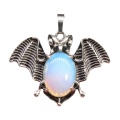 Opalite 13X18mm Cabs Antique Silver Alloy Antique Silver Alloy Bat Pendant Necklace 45cm Black Cord