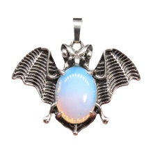 Fancy Jasper 13X18mm Cabs Antique Silver Alloy Antique Silver Alloy Bat Pendant for DIY Making Jewelry