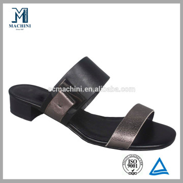 Elegant shiny strap genuine leather flat ladies slipers