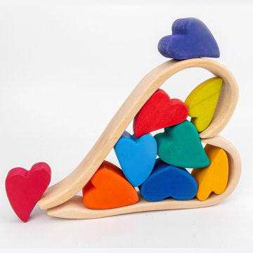 Colorful Kids Montessori Heart Shape Wooden Building Blocks: Early Learning Toy