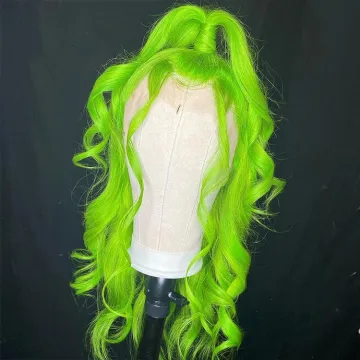 Customized virgin hair wigs full lace frontal 100% natural human hair wigs for women color straight full hd lace front green wig