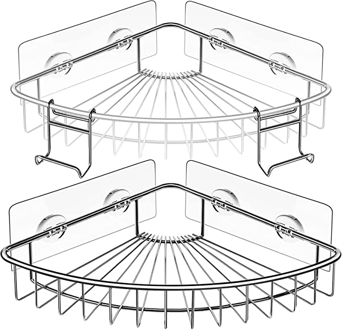 Bathroom Corner Shower Shelf With Hooks