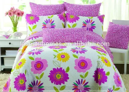 Microfiber/Cotton Flowers Printed Homes Quilt